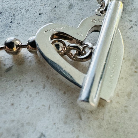 Gucci Sterling Silver Heart Ball Chain Toggle Bracelet Genuine Signed - Picture 9 of 16